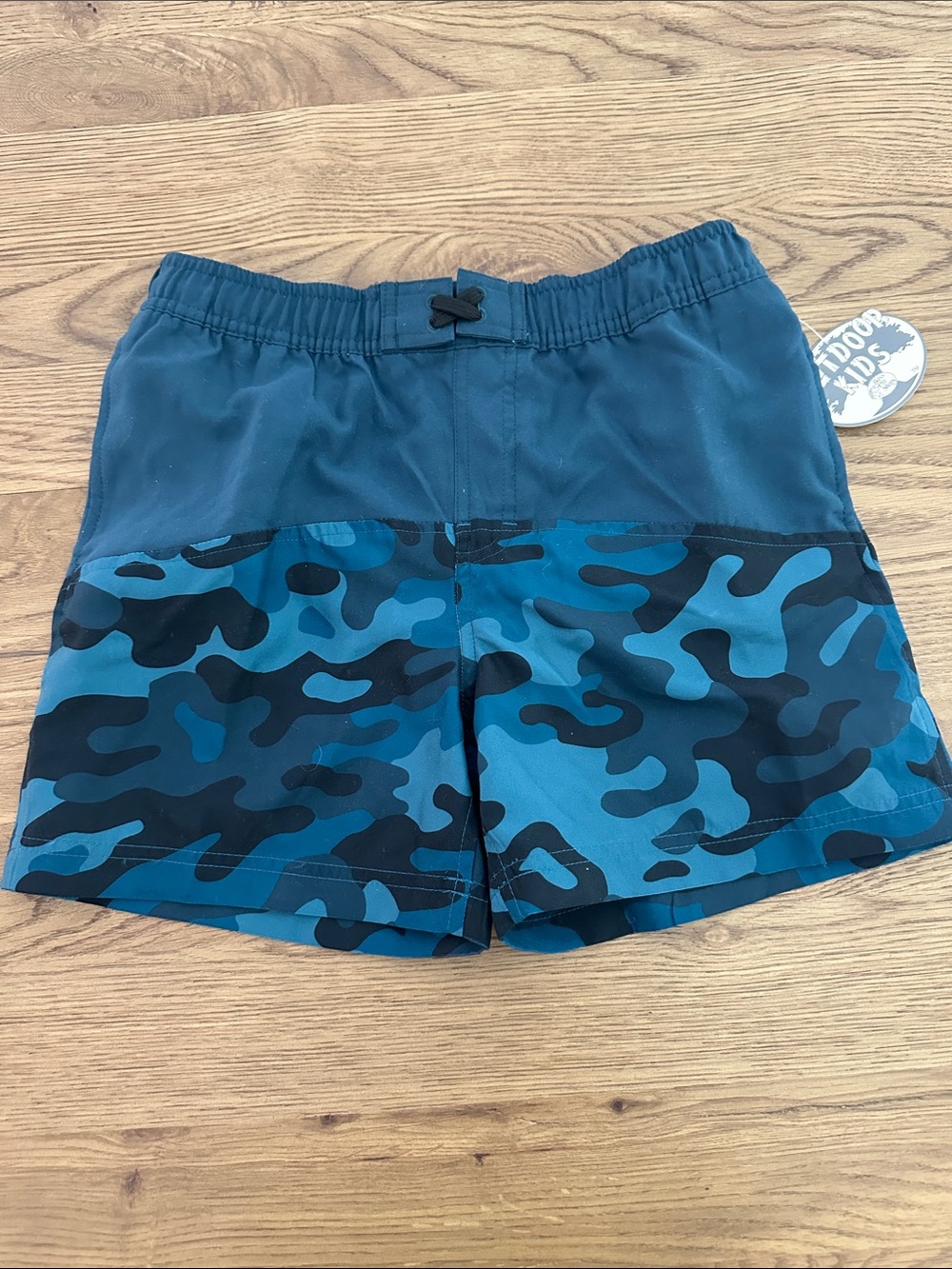 Bass Pro Shops Boys' Blue and Black Camo Swim Trunks
